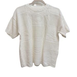 Vintage Cape Cod Sport Knit Short Sleeve Sweater in Off White